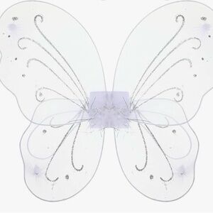 White Butterfly Wings with Silver Glitter Accent